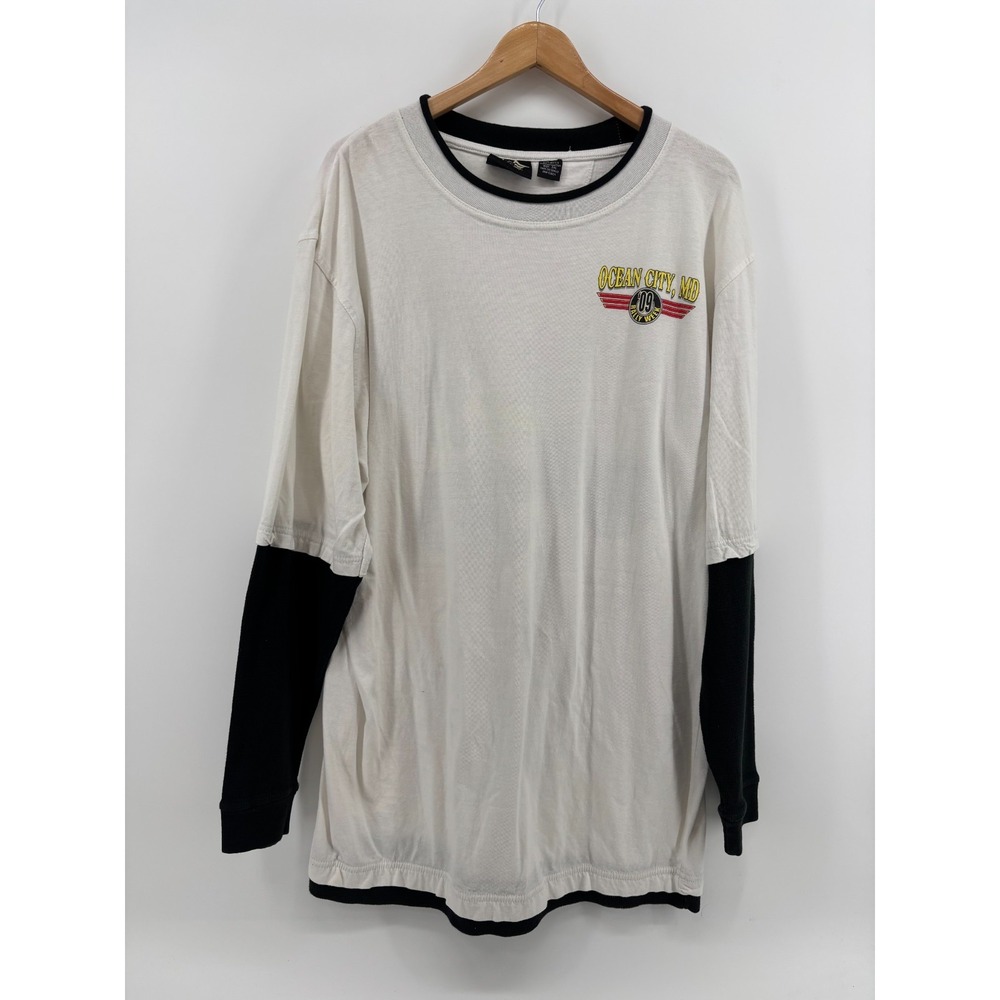Biker Design Ocean City MD Rally T Shirt Mens 2XL White Layered Long Sleeve 2009